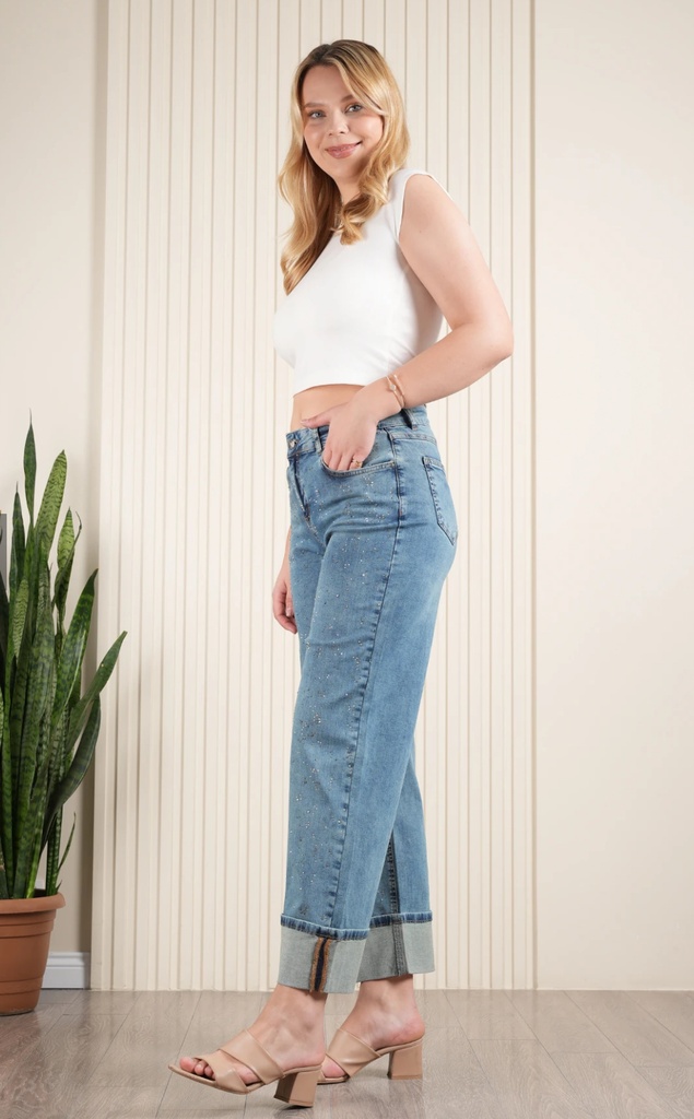 TAŞLI BOL PAÇA FULL LİKRALI PANTALON ❤️